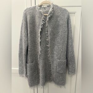 Max Studio fringe sweater jacket gray multi size small